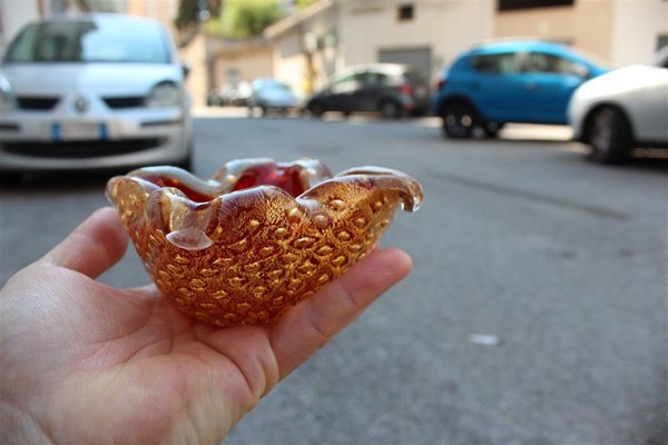 Red and Gold Murano Glass Bowl from Seguso, 1960s-EH-627504