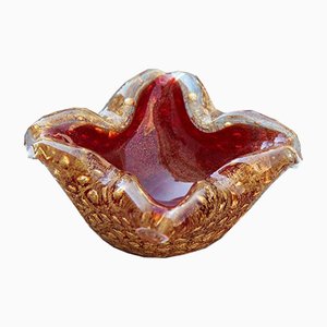 Red and Gold Murano Glass Bowl from Seguso, 1960s-EH-627504