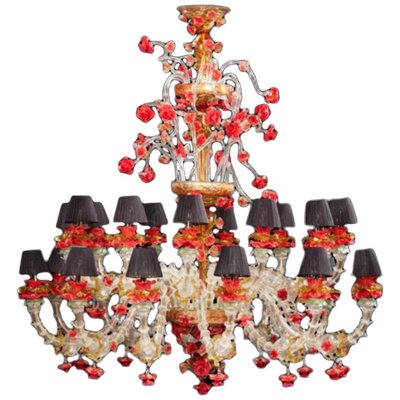 Red and Gold Murano Glass Chandelier, 1980s-MBH-1031616