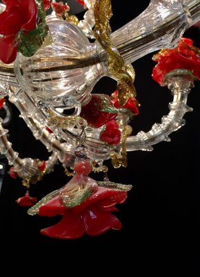 Red and Gold Murano Glass Chandelier, 1980s-MBH-1031616