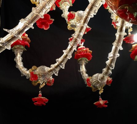 Red and Gold Murano Glass Chandelier, 1980s-MBH-1032568