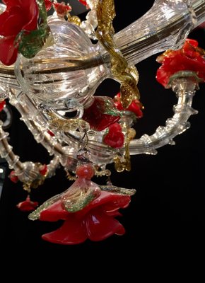 Red and Gold Murano Glass Chandelier, 1980s-MBH-1032568