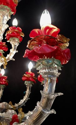 Red and Gold Murano Glass Chandelier, 1980s-MBH-1031616