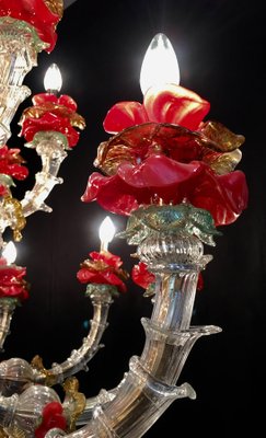 Red and Gold Murano Glass Chandelier, 1980s-MBH-1032568