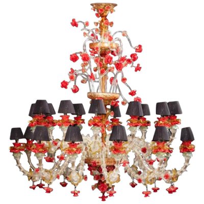 Red and Gold Murano Glass Chandelier, 1980s-MBH-1032568