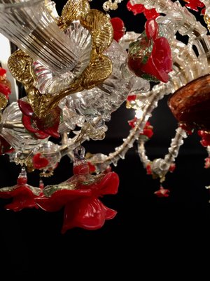 Red and Gold Murano Glass Chandelier, 1980s-MBH-1031809