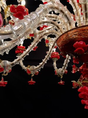 Red and Gold Murano Glass Chandelier, 1980s-MBH-1032568