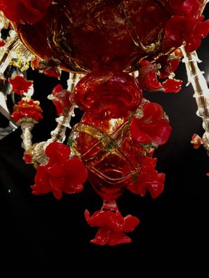 Red and Gold Murano Glass Chandelier, 1980s-MBH-1031809