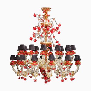 Red and Gold Murano Glass Chandelier 1980s-MBH-1066513