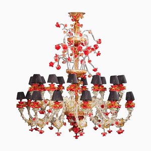 Red and Gold Murano Glass Chandelier, 1980s-MBH-1032568