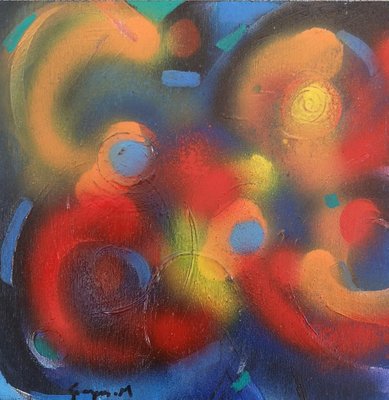 Red And Orange Circles - Acrylic on Plywood by M. Goeyens - 2000s 2000s-ZCI-761661