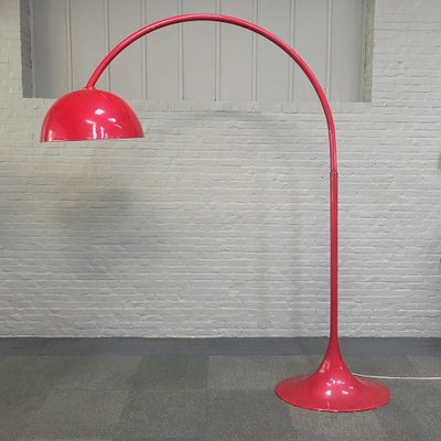 Red Arc Floor Lamp with Oval Tulip Base, 1970s-OLQ-1821721