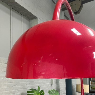 Red Arc Floor Lamp with Oval Tulip Base, 1970s-OLQ-1821721