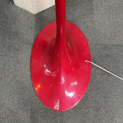 Red Arc Floor Lamp with Oval Tulip Base, 1970s-OLQ-1821721