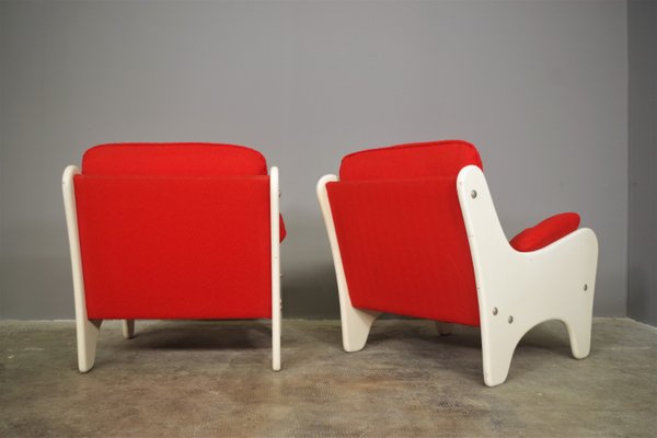 Red Armchairs, 1970, Set of 2-KNM-1374868