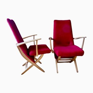 Red Armchairs, Denmark, 1955, Set of 2-AC-1377234