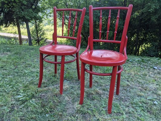 Red Bistro Chairs from Lichtig, 1900s, Set of 2-OXJ-1723117