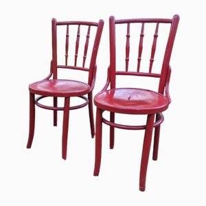 Red Bistro Chairs from Lichtig, 1900s, Set of 2-OXJ-1723117