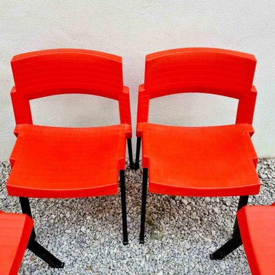 Red & Black Model City Dining Chairs by Lucci & Orlandini for Lamm Italy, Italy 1980s, Set of 4-PUG-1066685