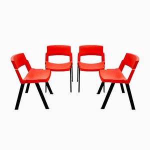 Red & Black Model City Dining Chairs by Lucci & Orlandini for Lamm Italy, Italy 1980s, Set of 4-PUG-1066685