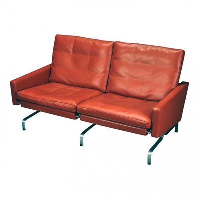 Red Brown Patinated Leather Pk-31/2 Sofa by Poul Kjærholm for Fritz Hansen, 1990s-MTD-1400833