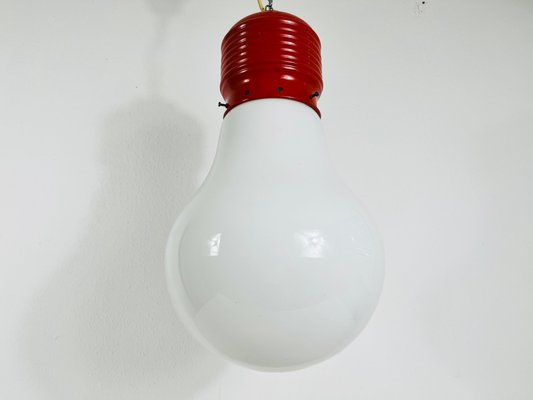 Red Bulb Pendant Light attributed to Ingo Maurer-PUK-1351422