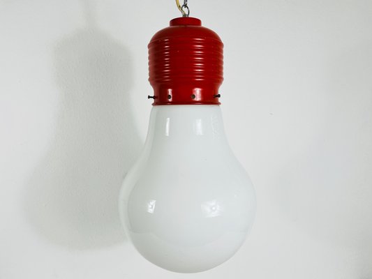 Red Bulb Pendant Light attributed to Ingo Maurer-PUK-1351422