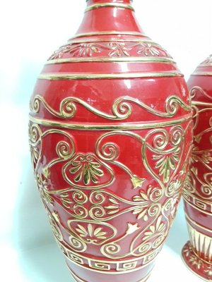 Red Ceramic Vases, 1960s, Set of 2-FIP-1168282