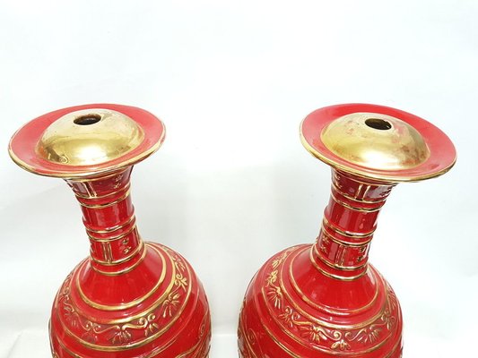 Red Ceramic Vases, 1960s, Set of 2-FIP-1168282