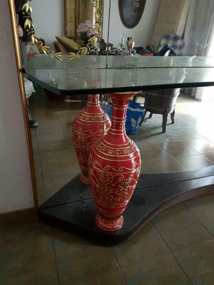 Red Ceramic Vases, 1960s, Set of 2-FIP-1168282