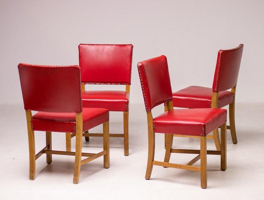 Red Chairs by Kaare Klint for Rud. Rasmussen, Set of 4-WN-1359998