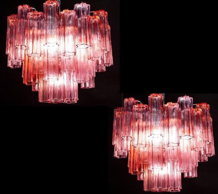 Red Coral Murano Glass Tronchi Chandeliers, 1970, Set of 2-MBH-1032395