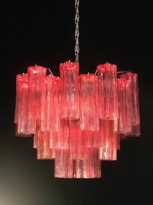 Red Coral Murano Glass Tronchi Chandeliers, 1970, Set of 2-MBH-1032395