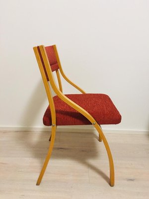 Red Dining Chairs by Ludvig Volak for Drevopodnik Holesov, 1950s, Set of 4-YNX-714037