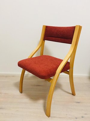 Red Dining Chairs by Ludvig Volak for Drevopodnik Holesov, 1950s, Set of 4-YNX-714037