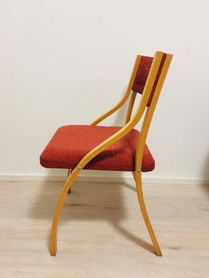 Red Dining Chairs by Ludvig Volak for Drevopodnik Holesov, 1950s, Set of 4-YNX-714037