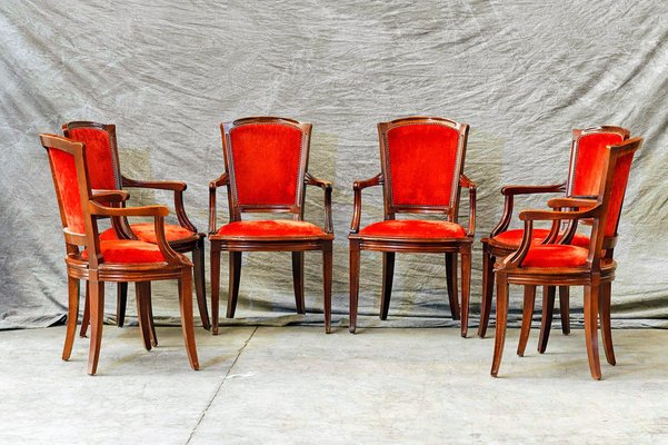 Red Dining Chairs, Set of 4-PTH-1371712