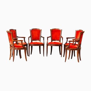 Red Dining Chairs, Set of 4-PTH-1371712