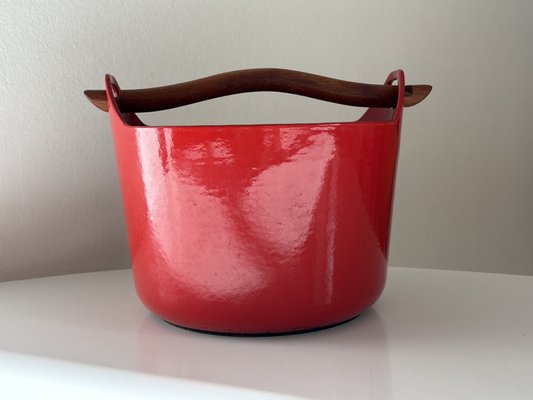 Red Enamel Cast Iron Pot by Timo Sarpaneva for Rosenlew, 1960s-WZP-2021126