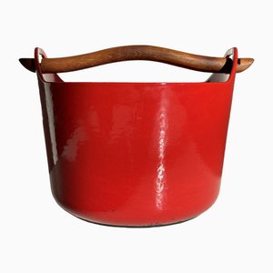 Red Enamel Cast Iron Pot by Timo Sarpaneva for Rosenlew, 1960s-WZP-2021126