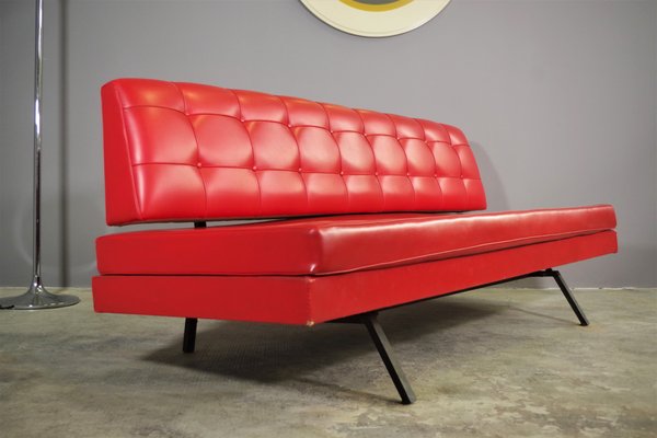 Red Faux Leather Sofa, 1970s-KNM-891430