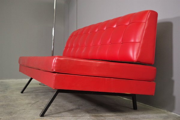 Red Faux Leather Sofa, 1970s-KNM-891430