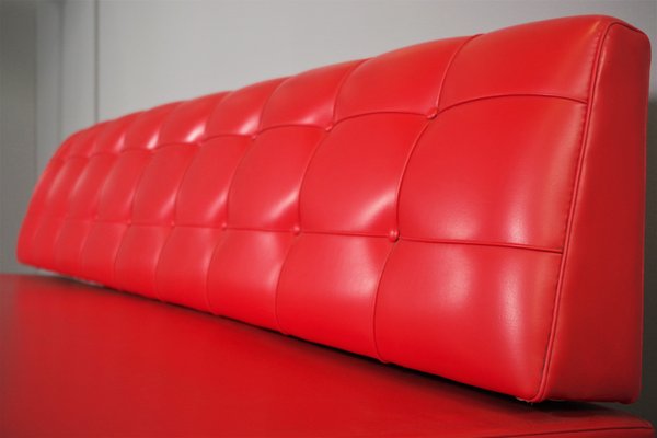 Red Faux Leather Sofa, 1970s-KNM-891430