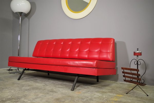 Red Faux Leather Sofa, 1970s-KNM-891430