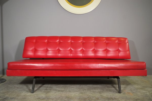 Red Faux Leather Sofa, 1970s-KNM-891430