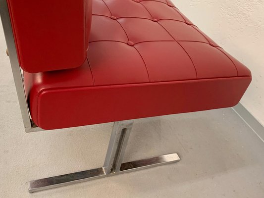 Red Faux Leather & Steel Armchairs by Hausmann for de Sede, 1950s, Set of 2-JDR-1126024