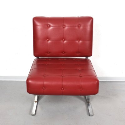 Red Faux Leather & Steel Armchairs by Hausmann for de Sede, 1950s, Set of 2-JDR-1126024