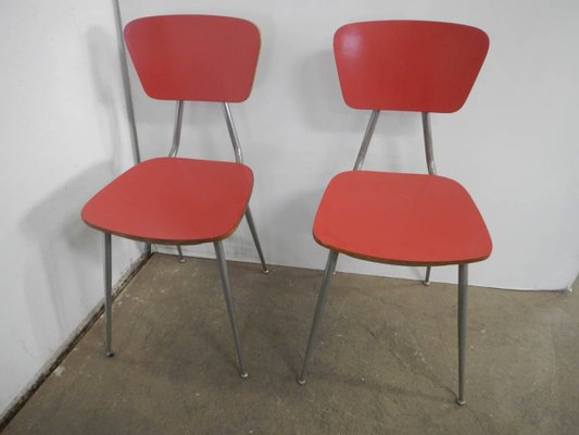 Red Formic Chairs Set, 1970s, Set of 4-WWQ-1109656