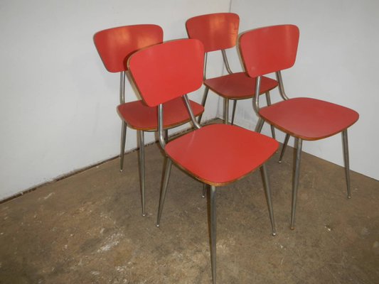 Red Formic Chairs Set, 1970s, Set of 4-WWQ-1109656