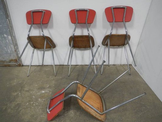 Red Formic Chairs Set, 1970s, Set of 4-WWQ-1109656